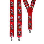 Op deze afbeelding zie je een Accessoires, van het merk PartyXplosion. Bretel Tiroler Rood Met Bloemen