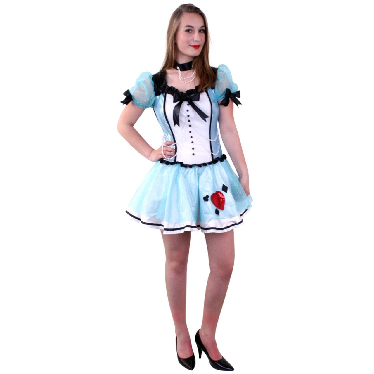 Op deze afbeelding zie je een Kostuums, van het merk PartyXplosion. Sexy Alice In Betoverend Wonderland Vrouw Kostuum