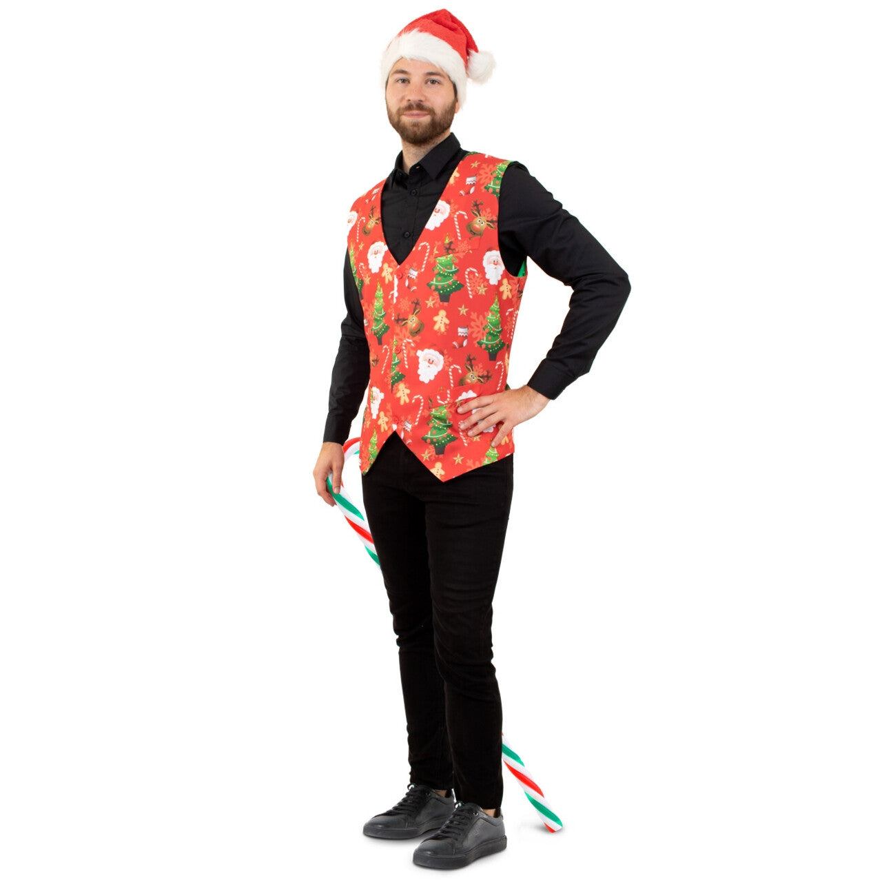 Op deze afbeelding zie je een Kostuums, van het merk PartyXplosion. Xmas Stijl Gilet Rood Man