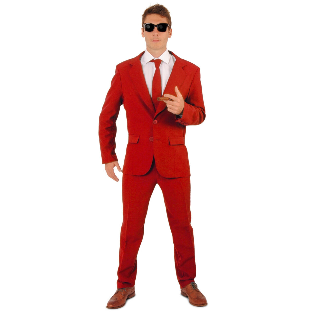 Op deze afbeelding zie je een Kostuums, van het merk PartyXplosion. Bloedmooie Rooie Brad 3delig Man Kostuum