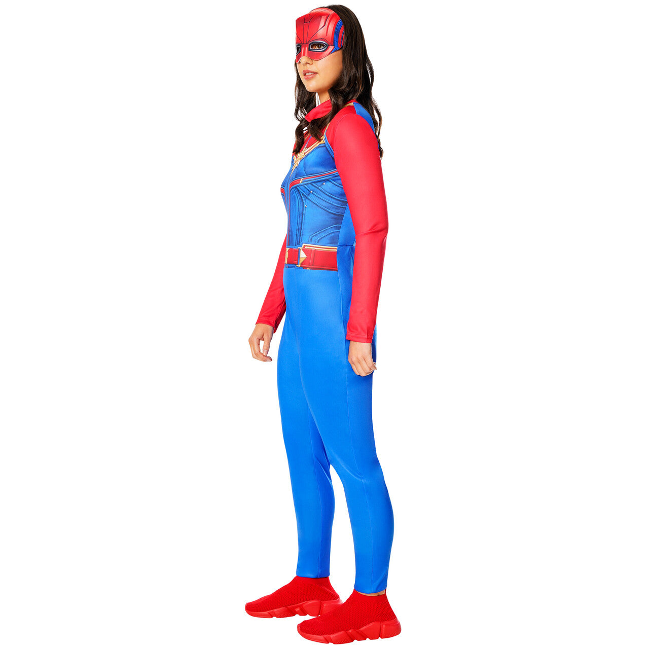Op deze afbeelding zie je een Kostuums, van het merk Rubies. Captain Marvel Superhero Vrouw Kostuum