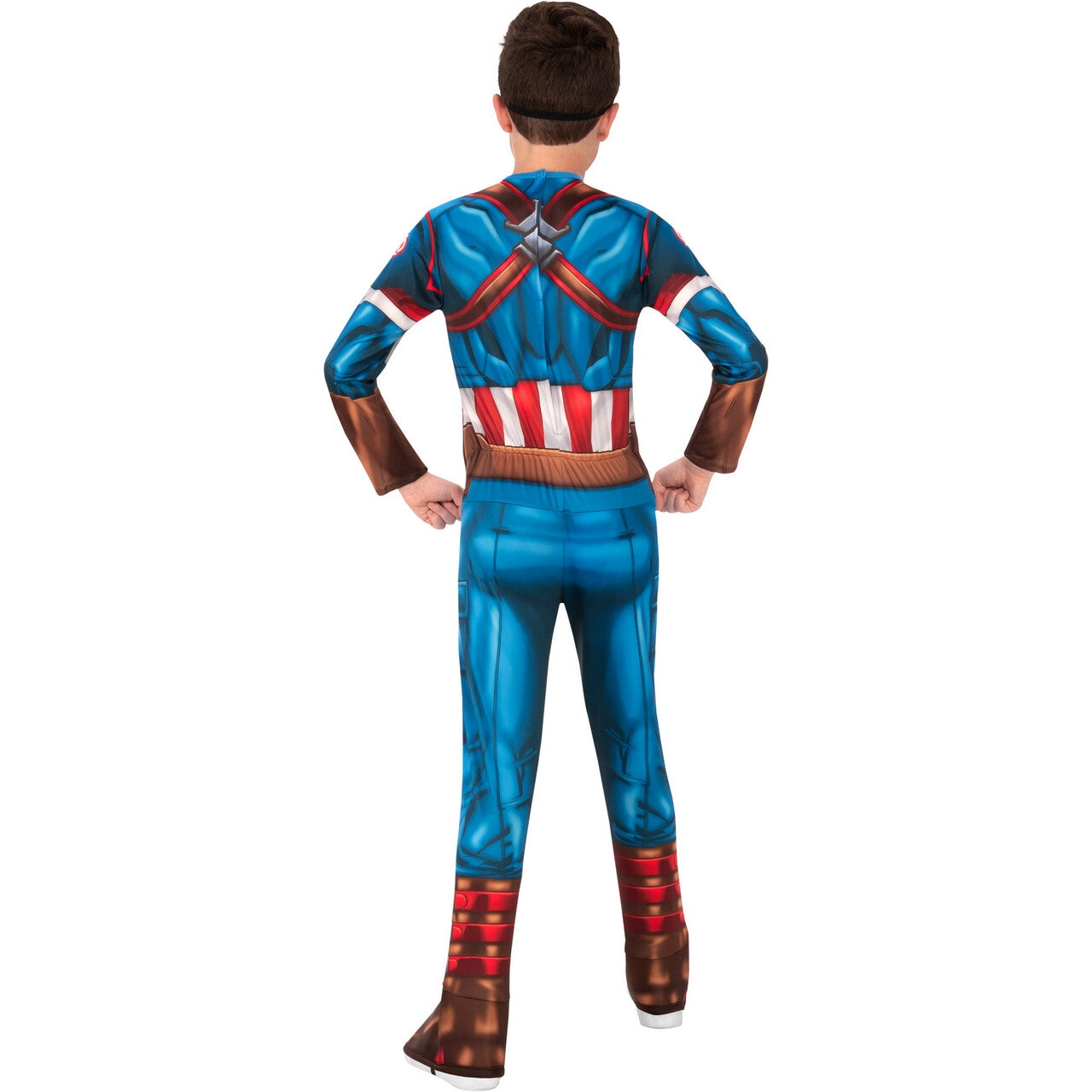 Op deze afbeelding zie je een Kostuums, van het merk Rubies. Superheld Captain America Deluxe Kind Kind Kostuum