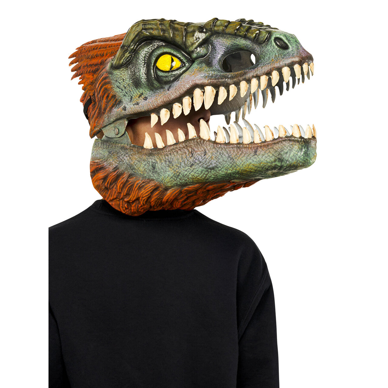 Op deze afbeelding zie je een Accessoires, van het merk Rubies. Mega Gevaarlijke Pyroraptor Jurassic Park Masker