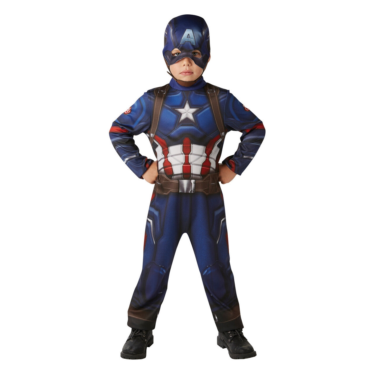 Op deze afbeelding zie je een Kostuums, van het merk Rubies. National Hero Captain America Classic Kind Kind Kostuum