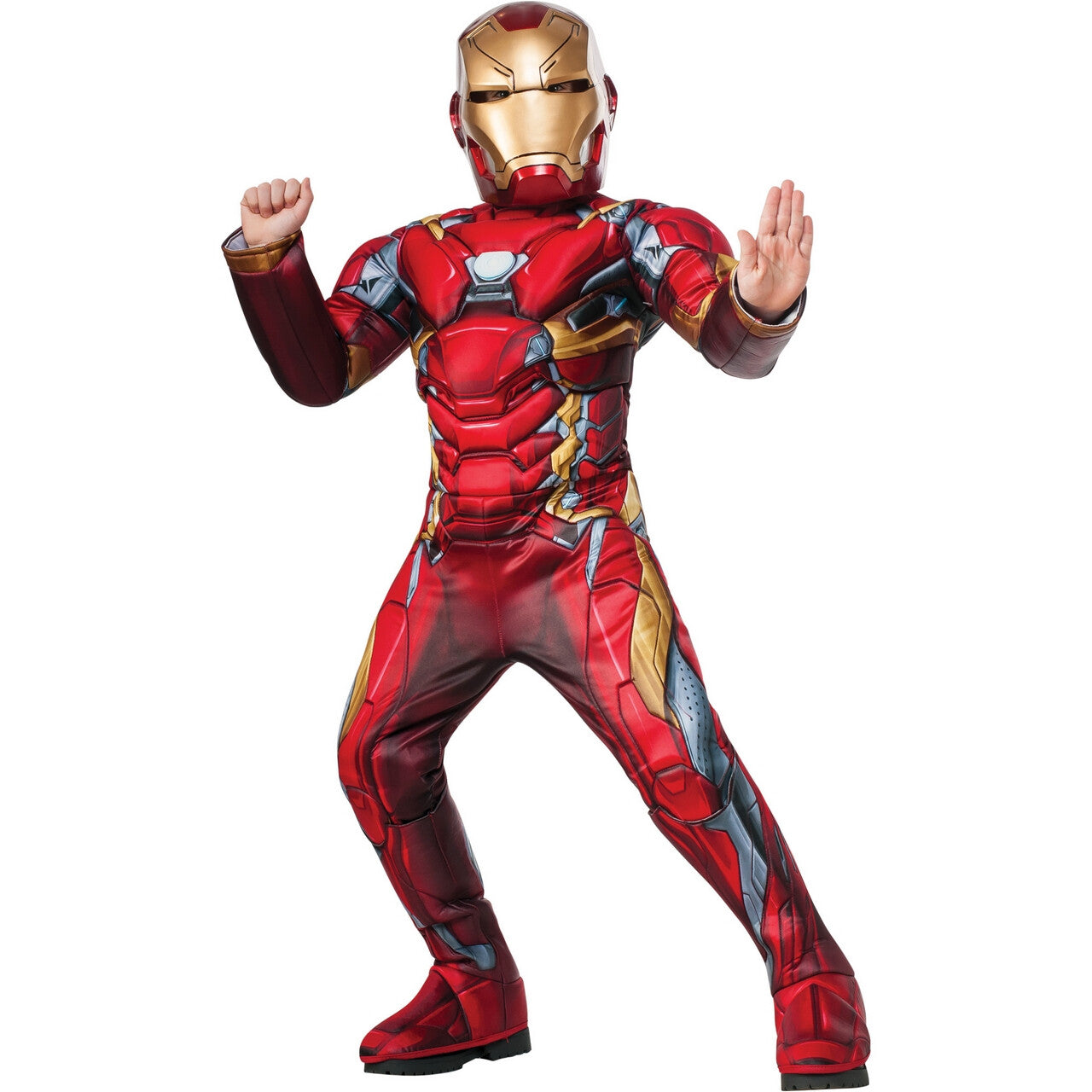 Op deze afbeelding zie je een Kostuums, van het merk Rubies. IJzeren Held Iron Man Deluxe Kind Kind Kostuum