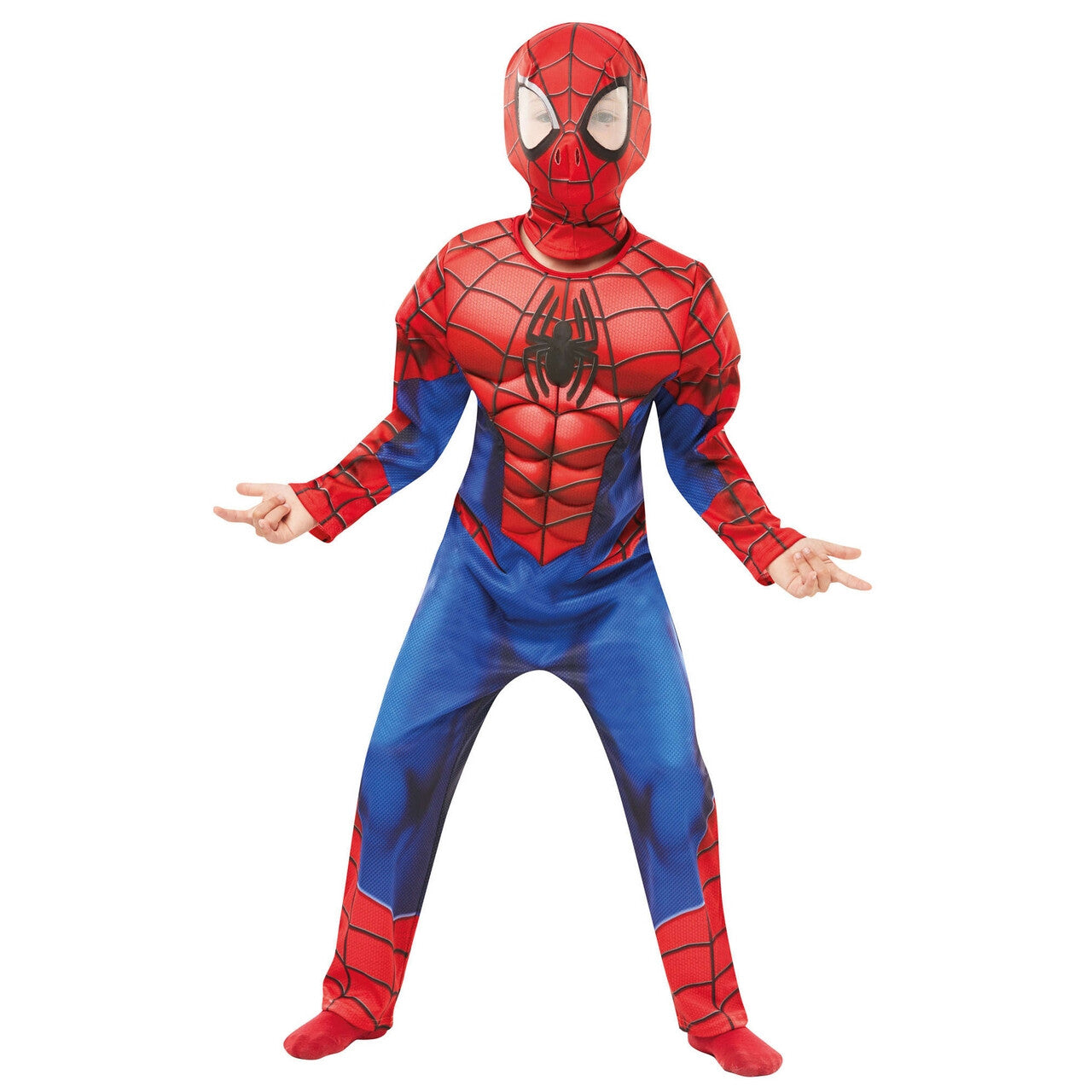 Op deze afbeelding zie je een Kostuums, van het merk Rubies. Enorm Gespierde Spiderman Kind Kind Kostuum