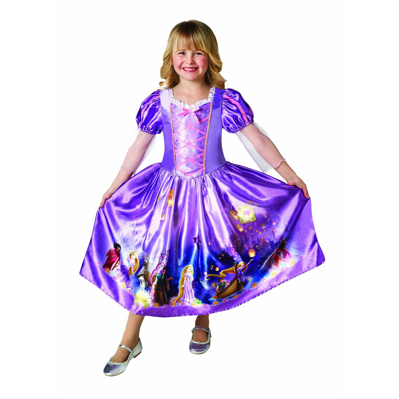 Op deze afbeelding zie je een Kostuums, van het merk Rubies. Paarse Rapunzel Is Klaar Met Vlechten Meisje Kostuum