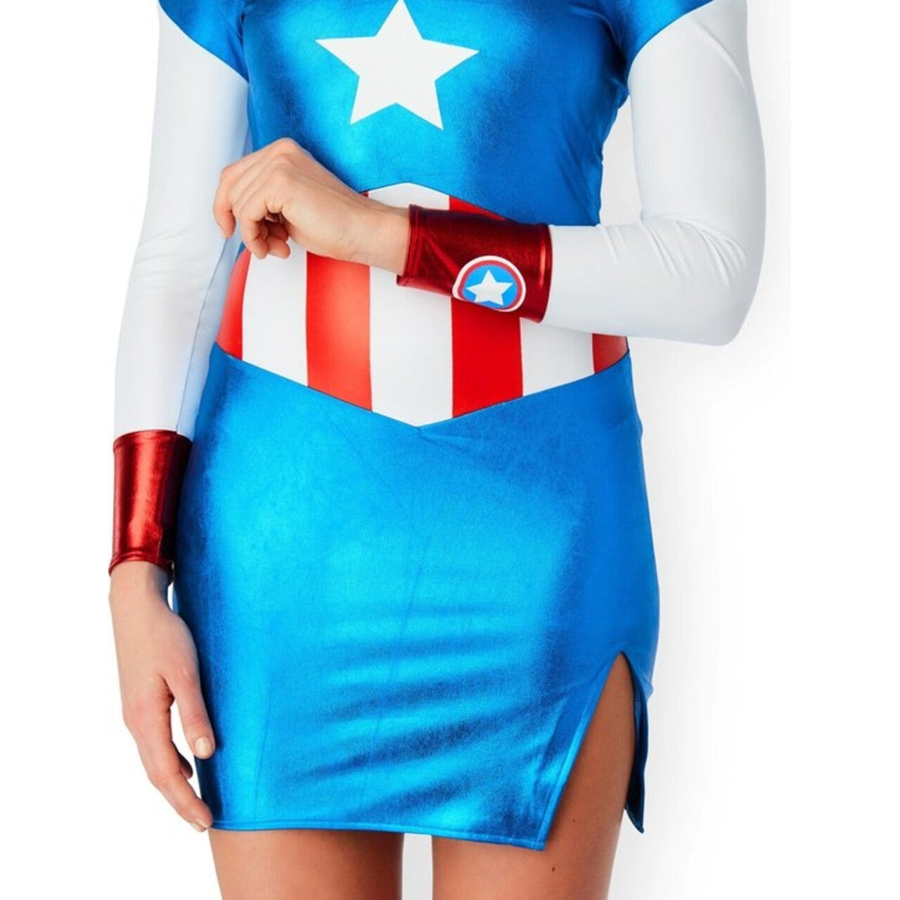 Op deze afbeelding zie je een Kostuums, van het merk Rubies. Verleidelijke Miss America Dream Metallic Vrouw Kostuum