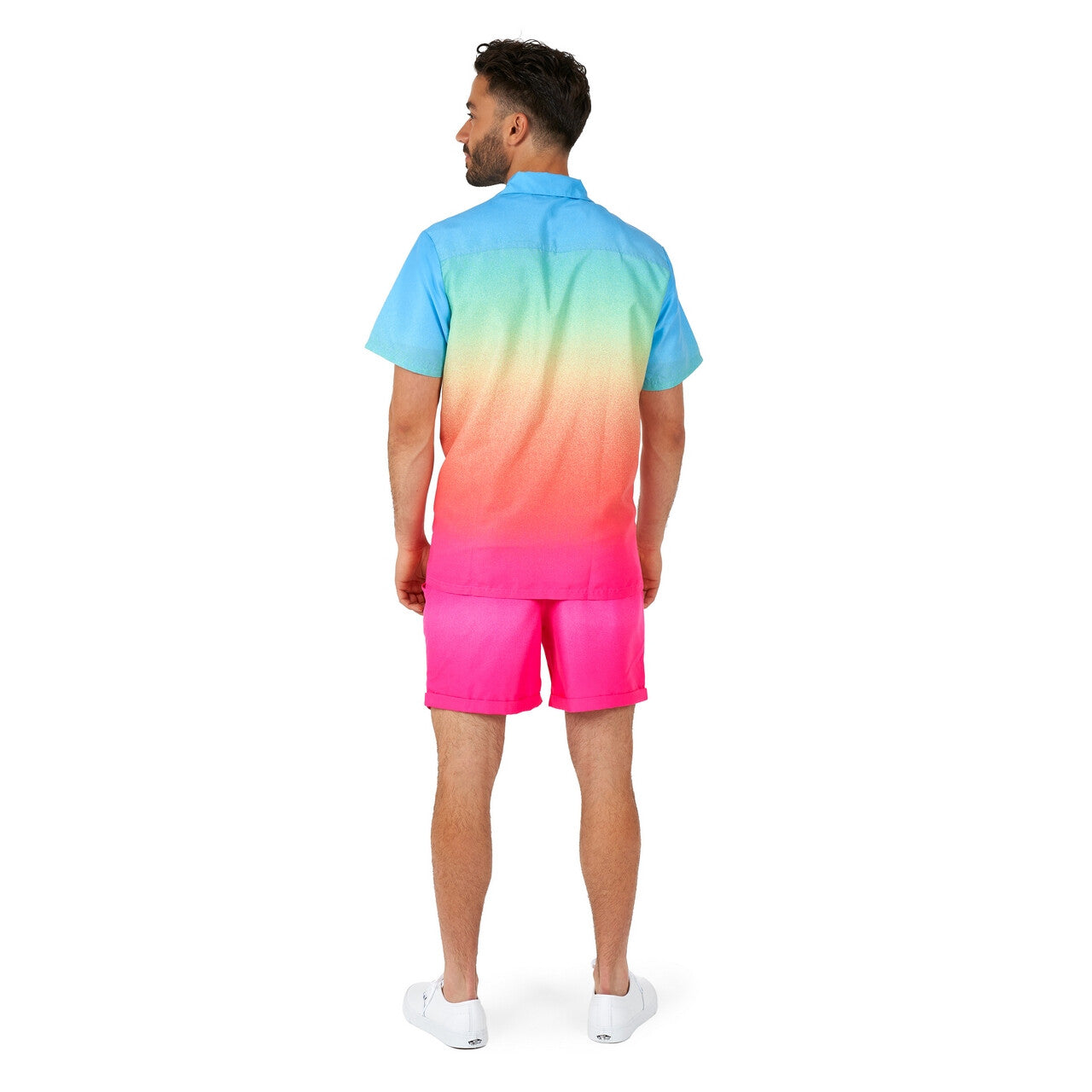 Op deze afbeelding zie je een Kostuums, van het merk Opposuits. Funky Rainbow Fade Man Kostuum