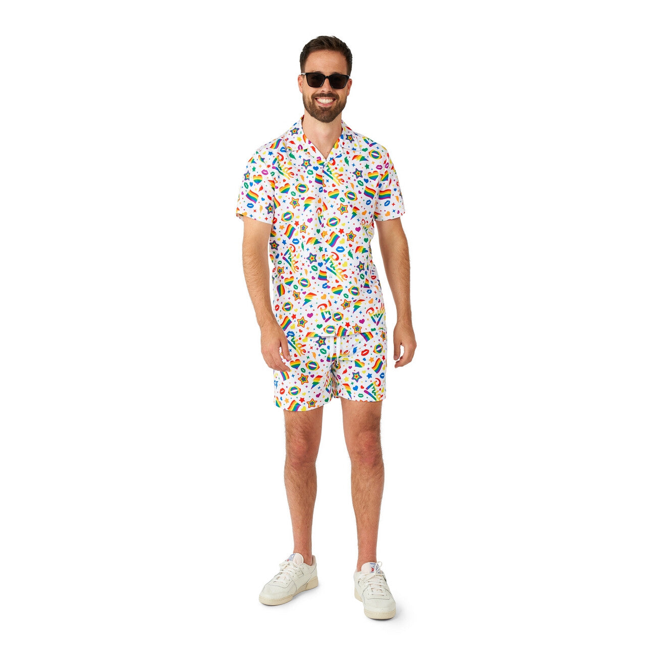 Op deze afbeelding zie je een Kostuums, van het merk Suitmeister. Pride Icons Rainbow Party Man Kostuum