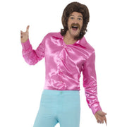 Op deze afbeelding zie je een Kostuums, van het merk Smiffy's. Lekker Krap Roze Jaren 70 Disco Shirt Man