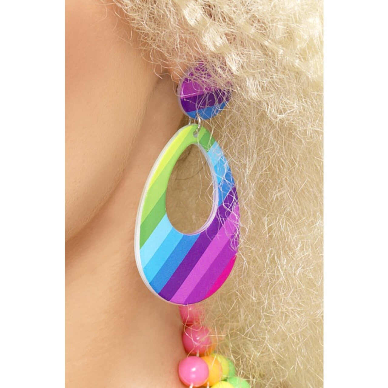 Op deze afbeelding zie je een Accessoires, van het merk Smiffy's. Neon Druppel Oorbel Disco Doll