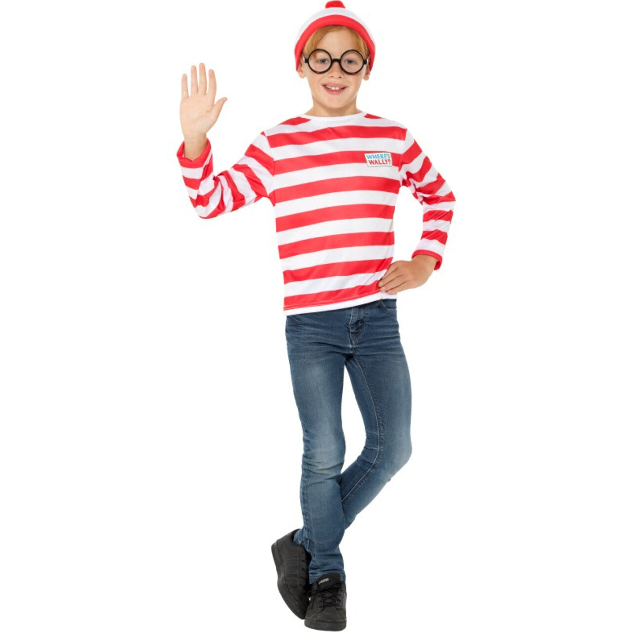 Op deze afbeelding zie je een Kostuums, van het merk Smiffy's. Waar Is Wally Nu Weer Kind Kostuum