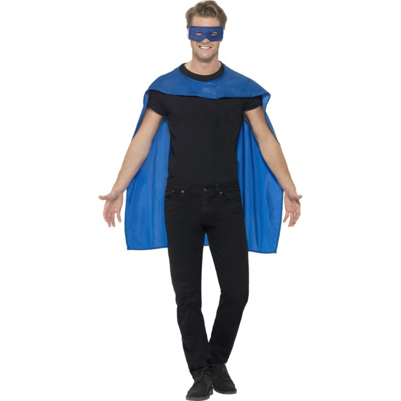 Op deze afbeelding zie je een Kostuums, van het merk Smiffy's. Blauwe Cape En Oogmasker Superheld Kostuum