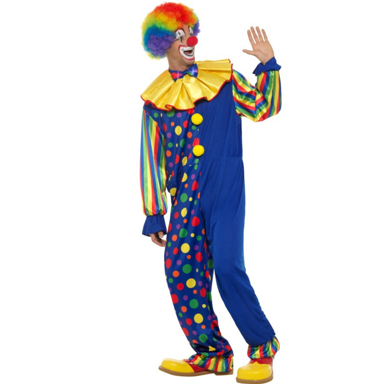 Op deze afbeelding zie je een Kostuums, van het merk Smiffy's. Circus Clown Vol Vrolijke Stippen Man Kostuum