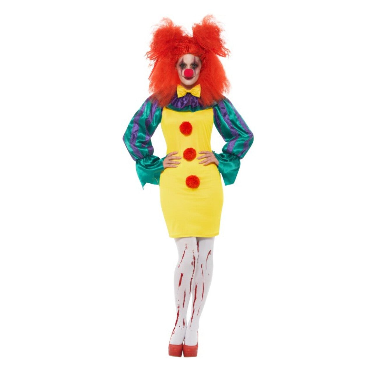Op deze afbeelding zie je een Kostuums, van het merk Smiffy's. Vrolijk Van Buiten Donker Van Binnen Horror Clown Vrouw Kostuum