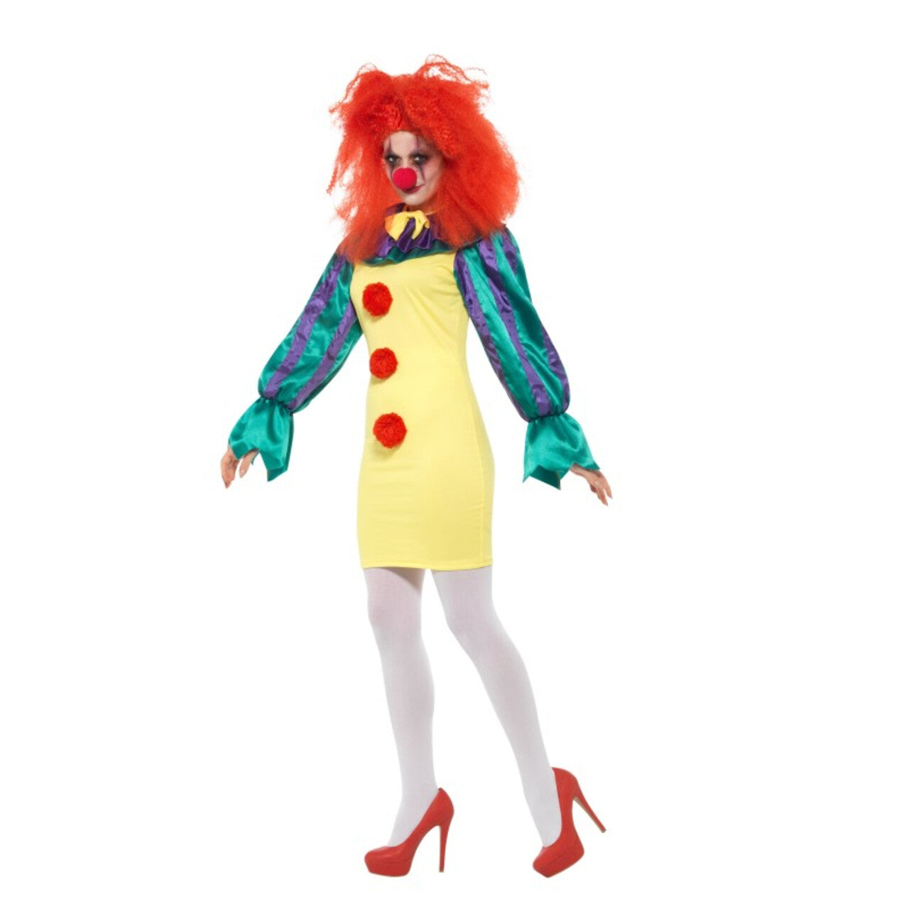 Op deze afbeelding zie je een Kostuums, van het merk Smiffy's. Vrolijk Van Buiten Donker Van Binnen Horror Clown Vrouw Kostuum