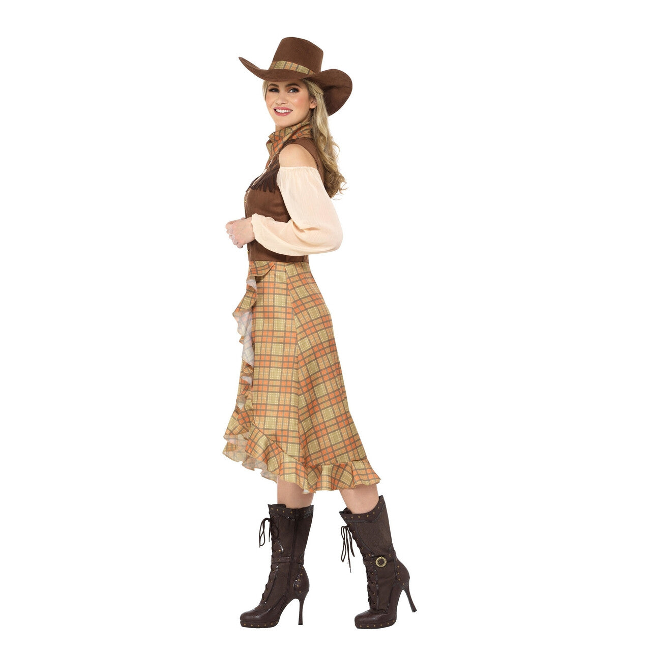 Op deze afbeelding zie je een Kostuums, van het merk Smiffy's. Kudde Drijver Cowgirl Samantha Vrouw Kostuum