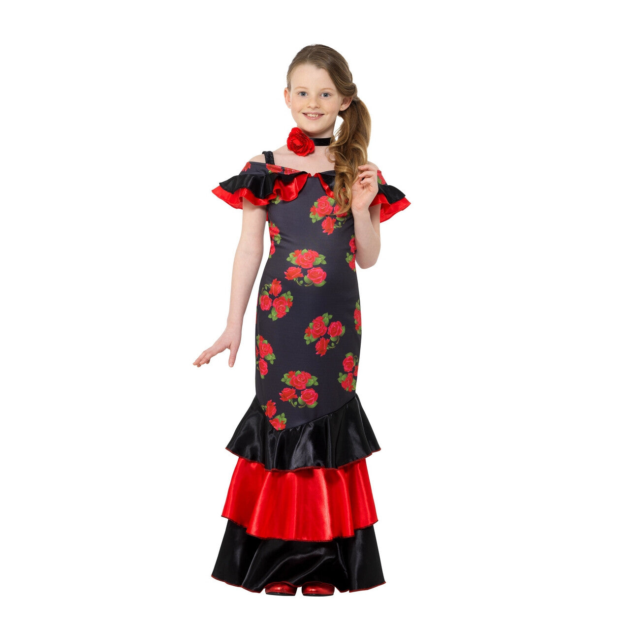 Op deze afbeelding zie je een Kostuums, van het merk Smiffy's. Bloemrijk Flamenco Danseres Conchita Meisje Kostuum