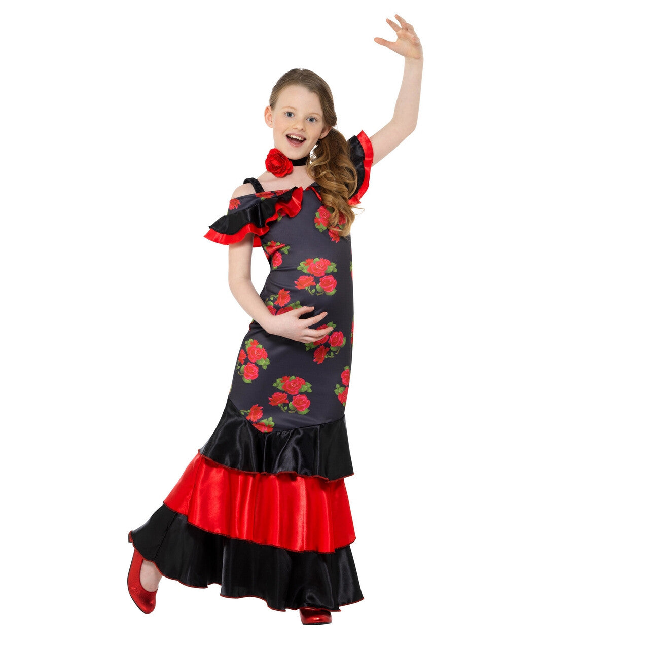 Op deze afbeelding zie je een Kostuums, van het merk Smiffy's. Bloemrijk Flamenco Danseres Conchita Meisje Kostuum