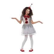 Op deze afbeelding zie je een Kostuums, van het merk Smiffy's. Grappige Grijze Grollen Clown Meisje Kostuum