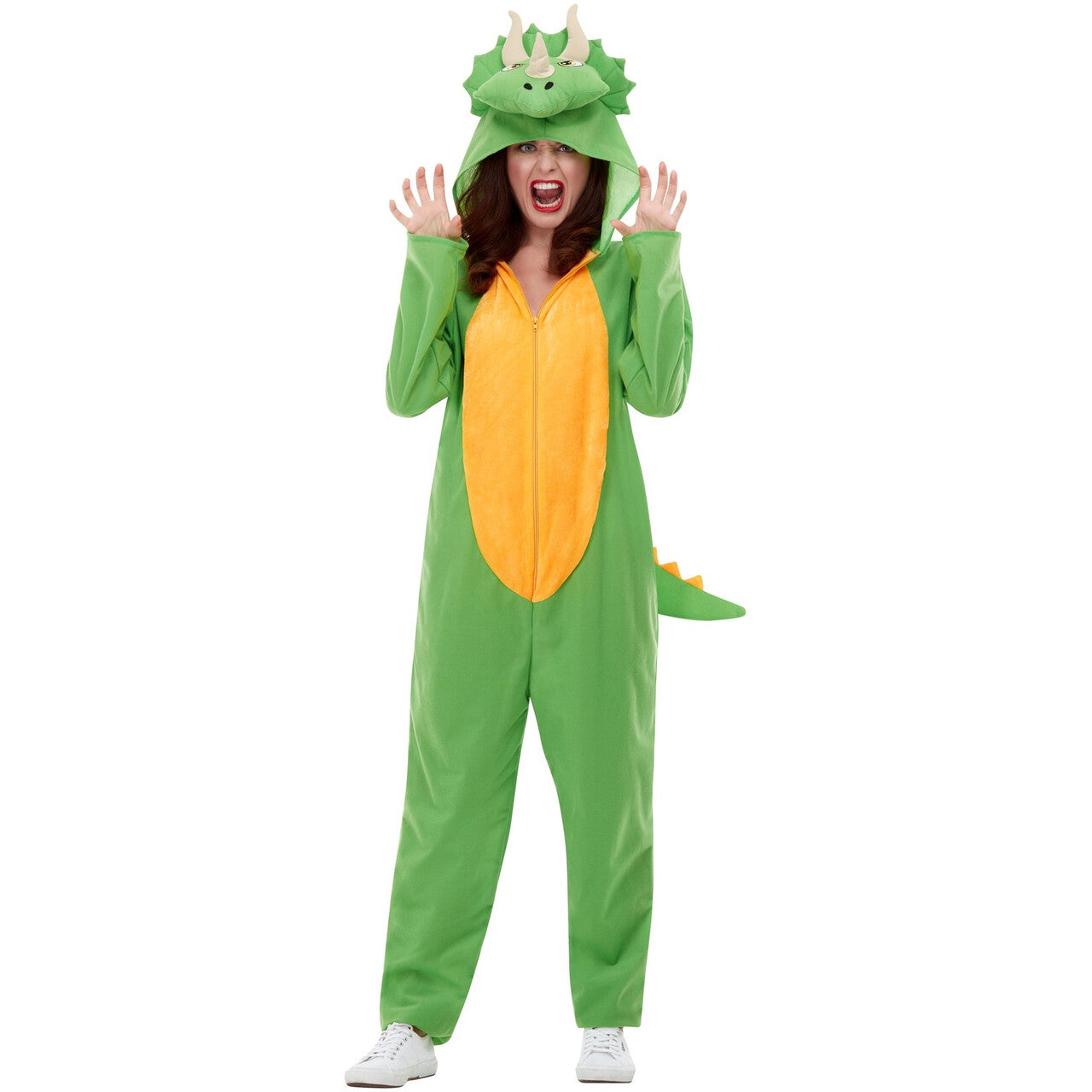 Op deze afbeelding zie je een Kostuums, van het merk Smiffy's. Dinosaurus Triceratops Prehistorie Kostuum