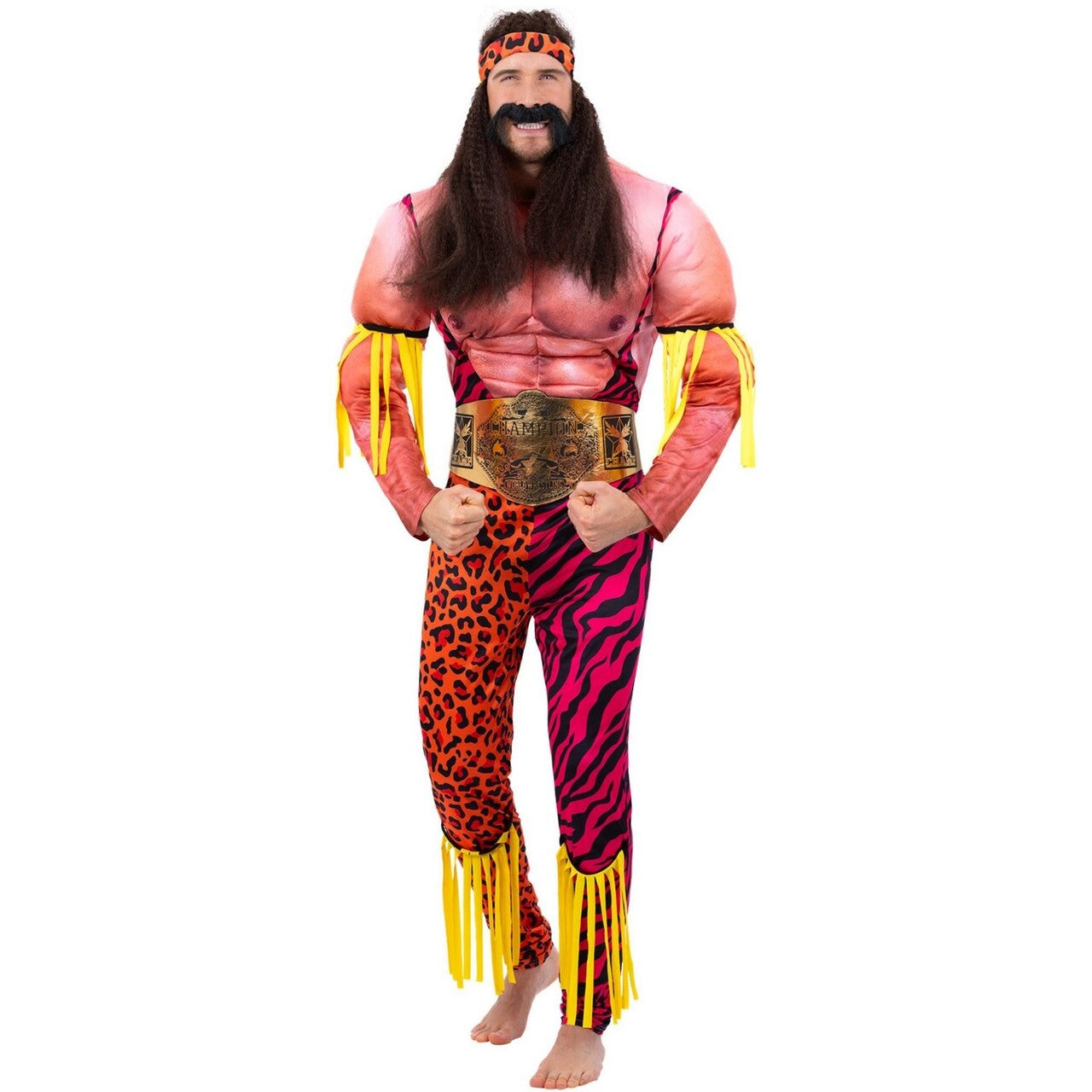 Op deze afbeelding zie je een Kostuums, van het merk Smiffy's. Jaren 80 Wrestle Beast Champion Man Kostuum