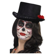 Op deze afbeelding zie je een Accessoires, van het merk Smiffy's. Day Of The Dead Hoed Met Rode Roos