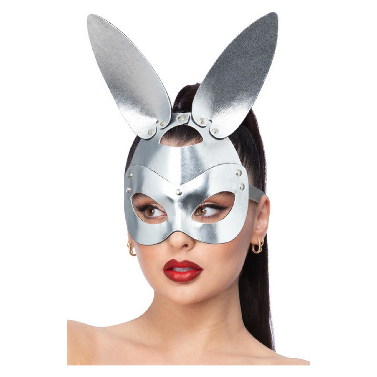 Op deze afbeelding zie je een Accessoires, van het merk Smiffy's. Robot Konijn Masker Zilver
