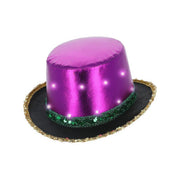 Op deze afbeelding zie je een Accessoires, van het merk Smiffy's. Led Licht Op Metallic Hoed Mardi Gras Paars Goud