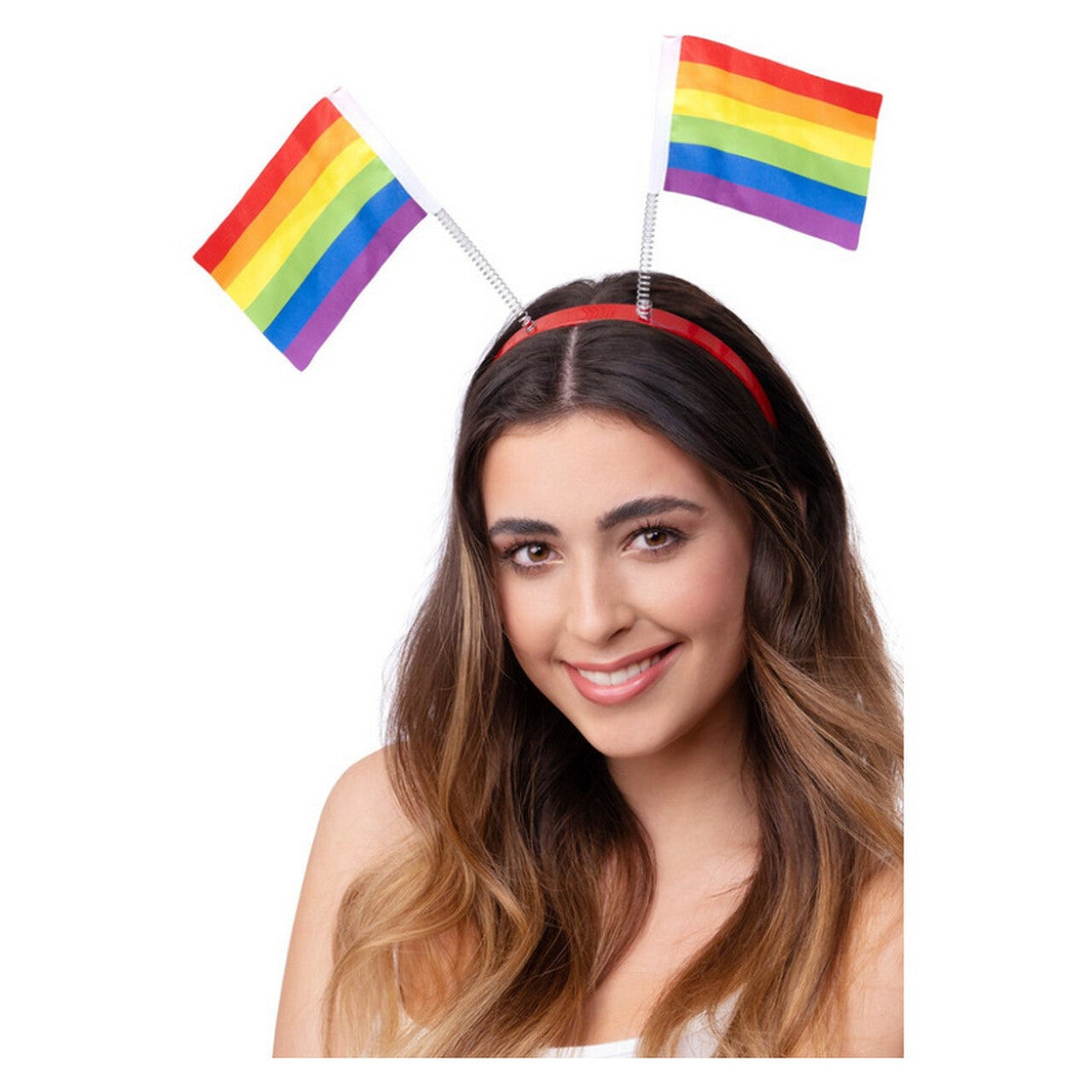 Op deze afbeelding zie je een Accessoires, van het merk Smiffy's. Pride Stripes Regenboog Bopper Haarband