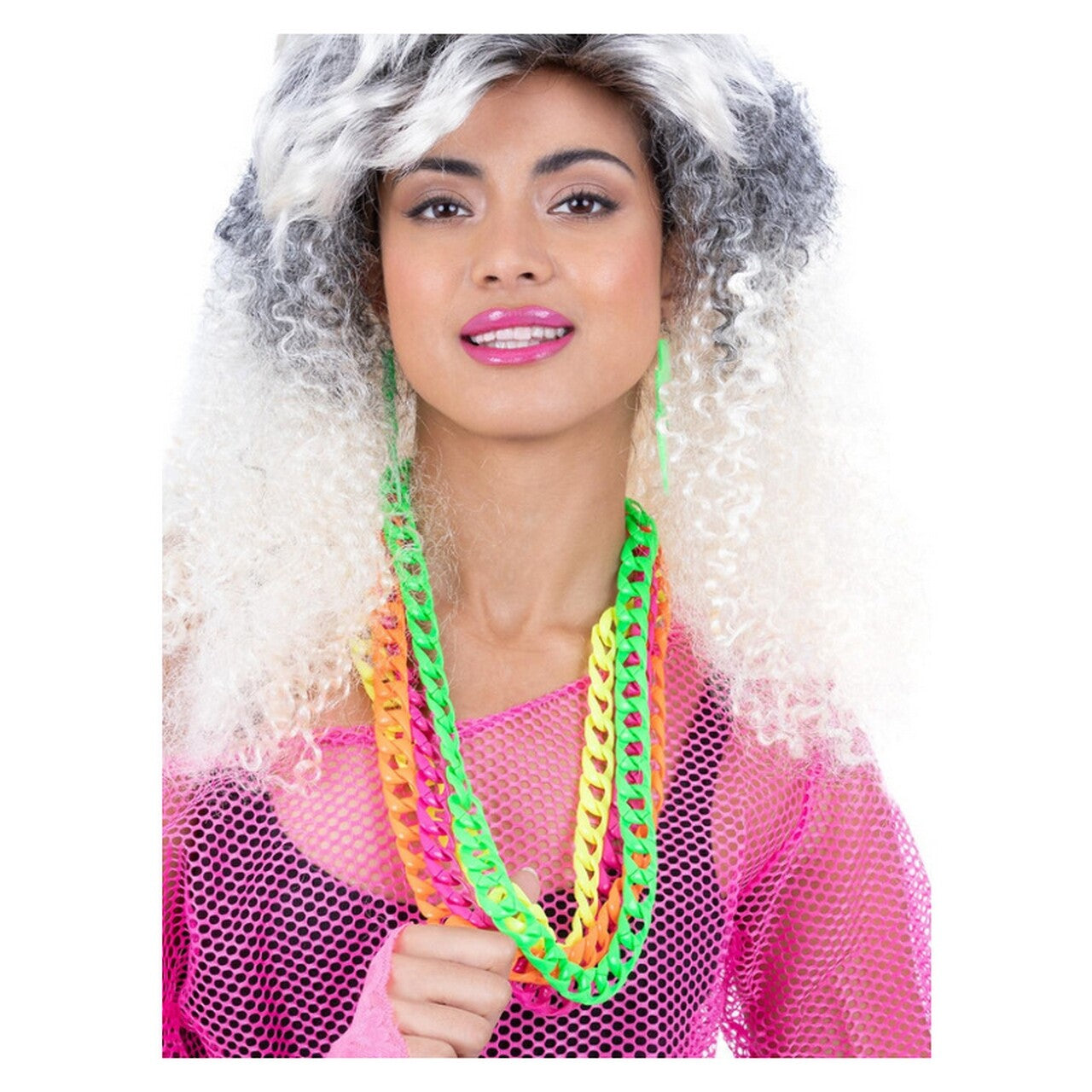 Op deze afbeelding zie je een Accessoires, van het merk Smiffy's. 80s Neon Schakelketting Multicolor 4 Stuks