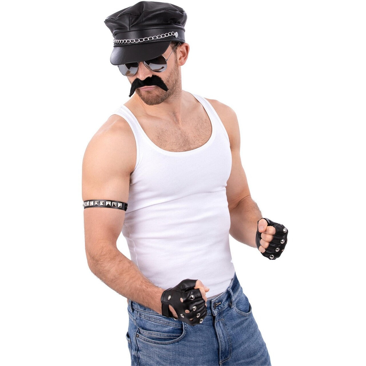 Op deze afbeelding zie je een Accessoires, van het merk Smiffy's. 80s Rock Icon Biker Kit