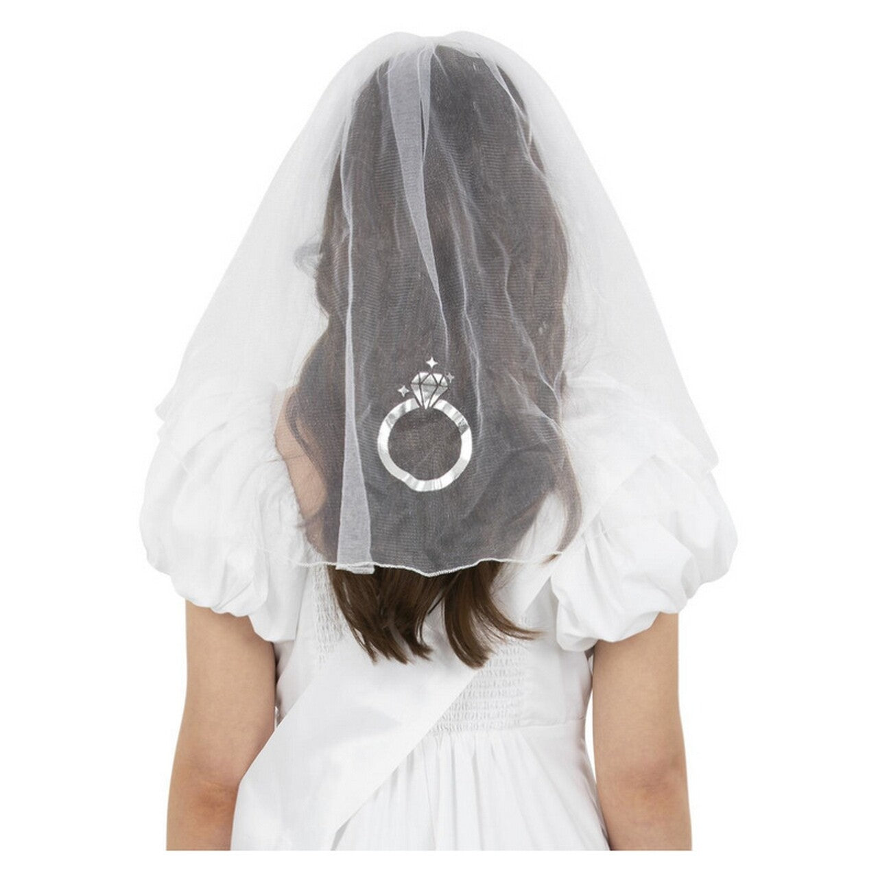 Op deze afbeelding zie je een Kostuums, van het merk Smiffy's. Diamond Wedding Girl Sluier Met Sjerp Vrouw Kostuum