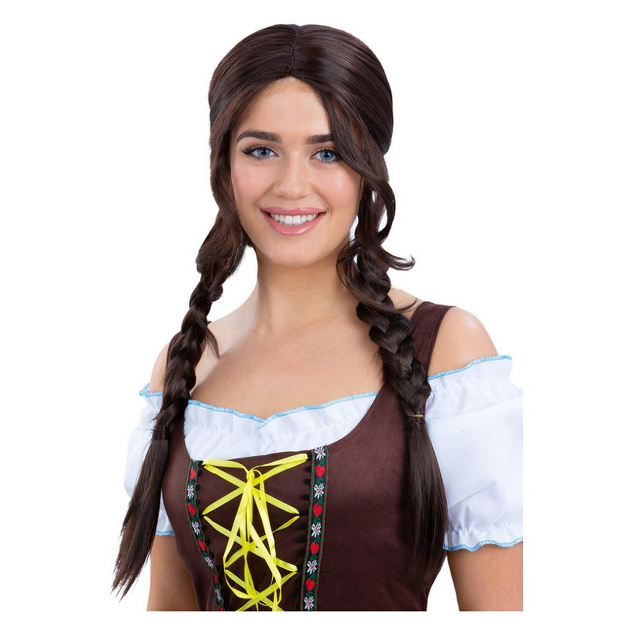 Op deze afbeelding zie je een Accessoires, van het merk Smiffy's. Lange Bruine Vlechten Pruik