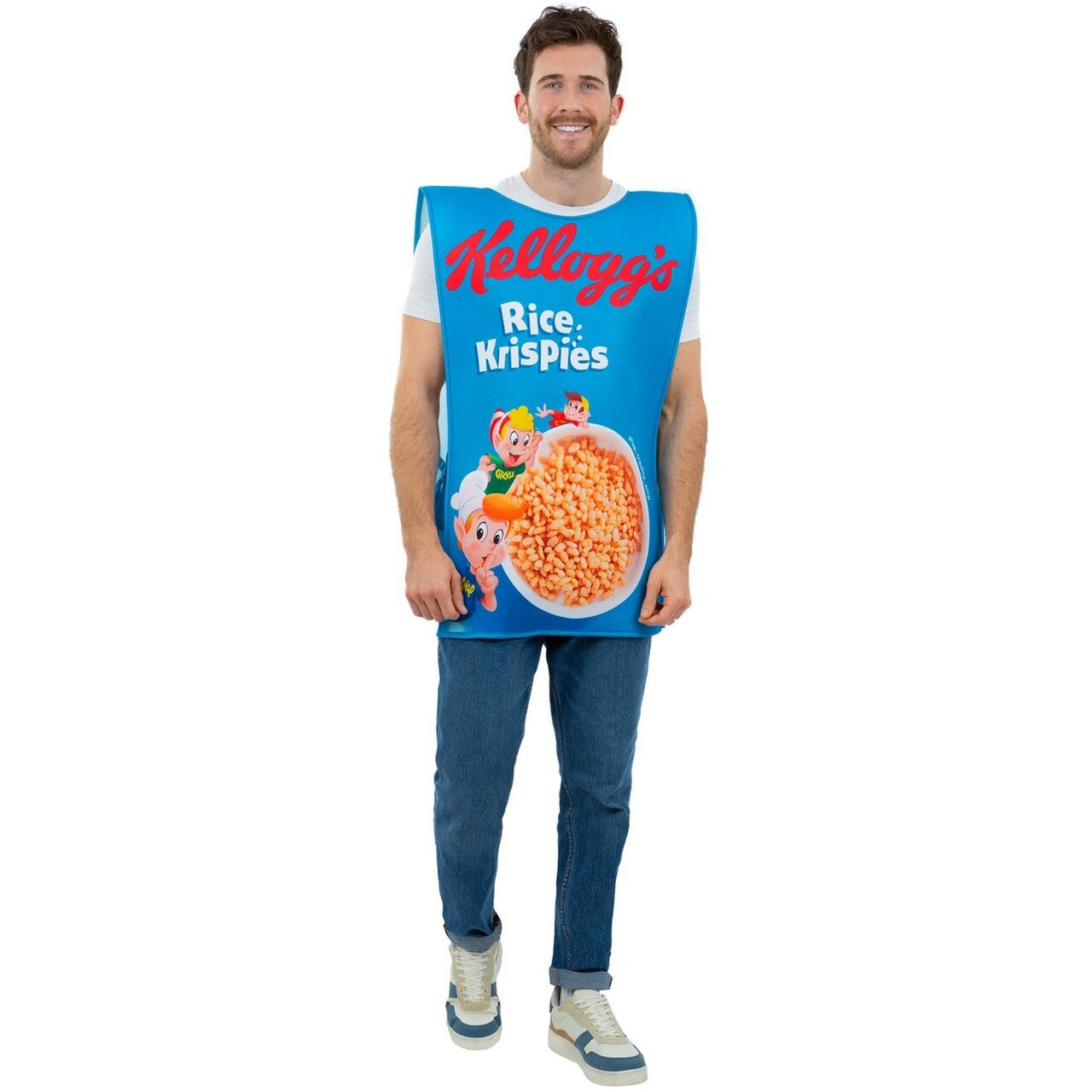 Op deze afbeelding zie je een Kostuums, van het merk Smiffy's. Kelloggs Rice Krispies Cereal Box Kostuum