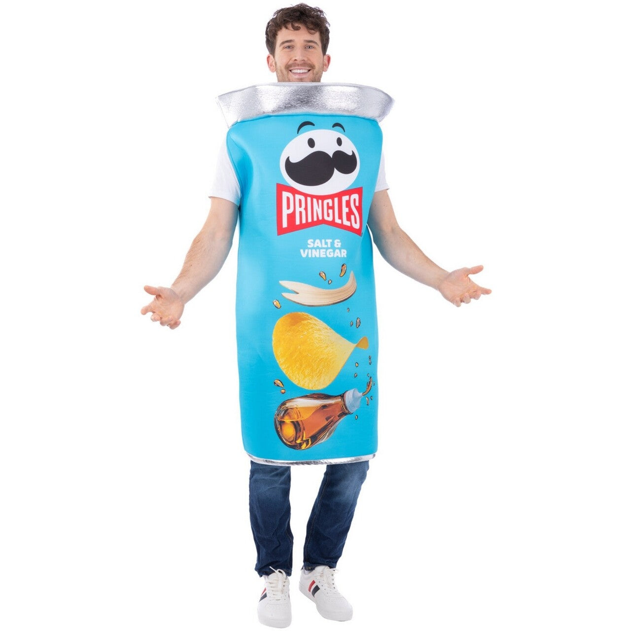 Op deze afbeelding zie je een Kostuums, van het merk Smiffy's. Pringles Chips Salt & Vinegar Kostuum