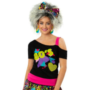 Op deze afbeelding zie je een Kostuums, van het merk Smiffy's. 80s Off The Shoulder Shirt Vrouw