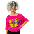 80s Bat Wing Shirt Neon Roze Vrouw