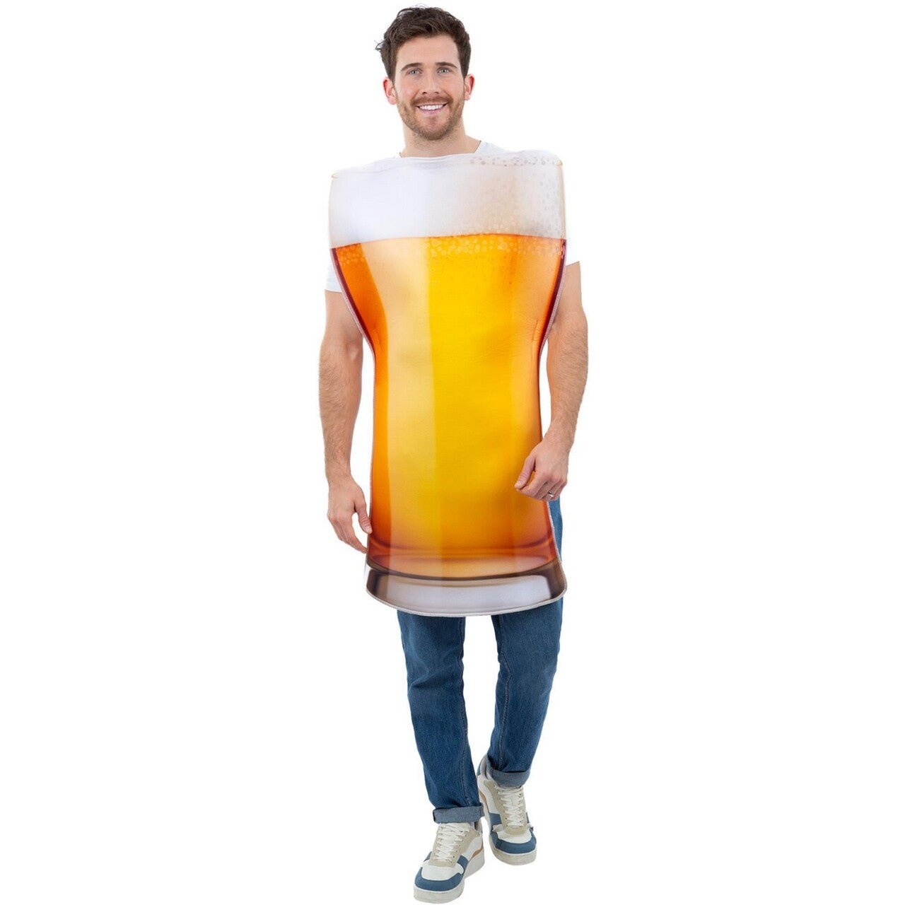 Op deze afbeelding zie je een Kostuums, van het merk Smiffy's. Gele Rakker Bier Kostuum