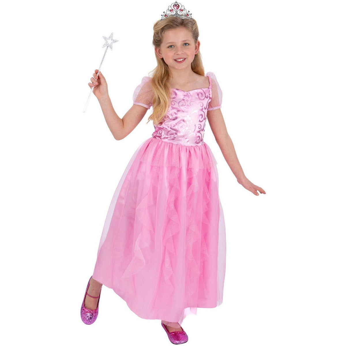 Op deze afbeelding zie je een Kostuums, van het merk Smiffy's. Zoete Prinses Roze Meisje Kostuum