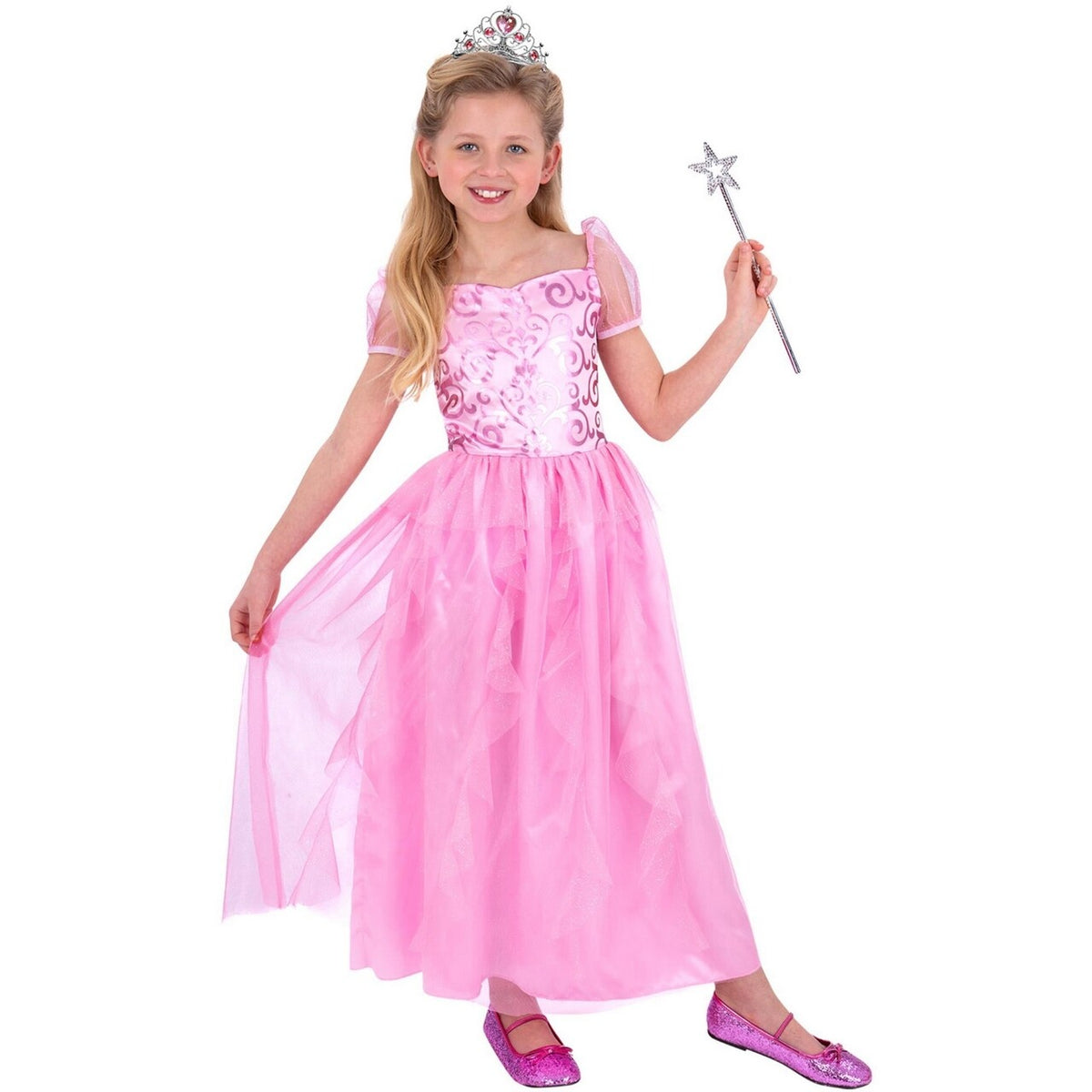 Op deze afbeelding zie je een Kostuums, van het merk Smiffy's. Zoete Prinses Roze Meisje Kostuum