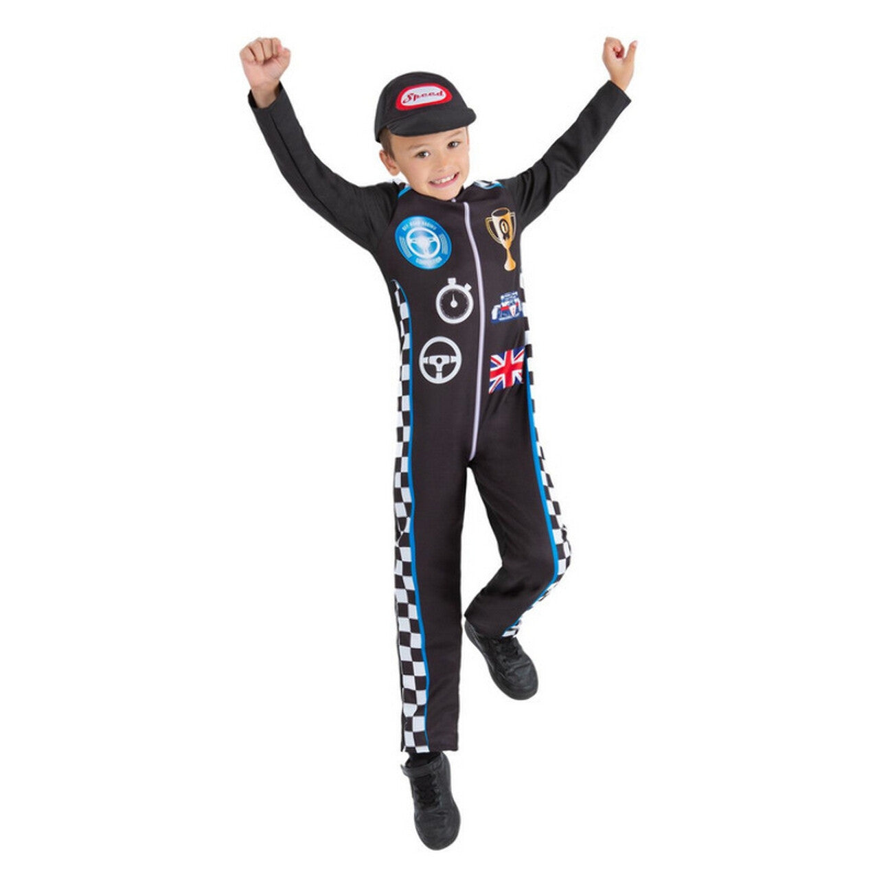 Op deze afbeelding zie je een Kostuums, van het merk Smiffy's. F1 Coureur Wereldkampioen Kind Kostuum