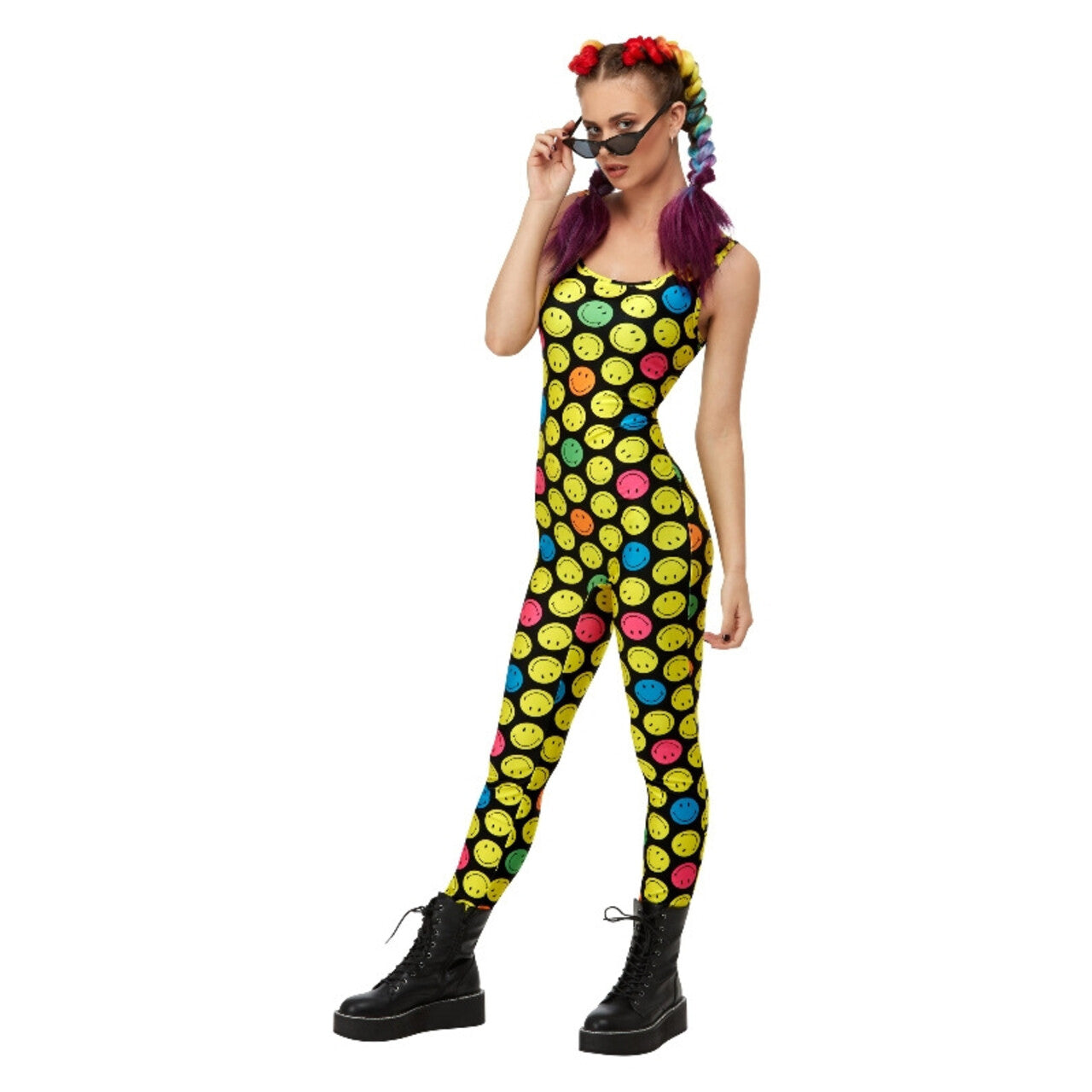 Op deze afbeelding zie je een Kostuums, van het merk Smiffy's. Slik Een Pil Smiley Bodysuit Vrouw Kostuum