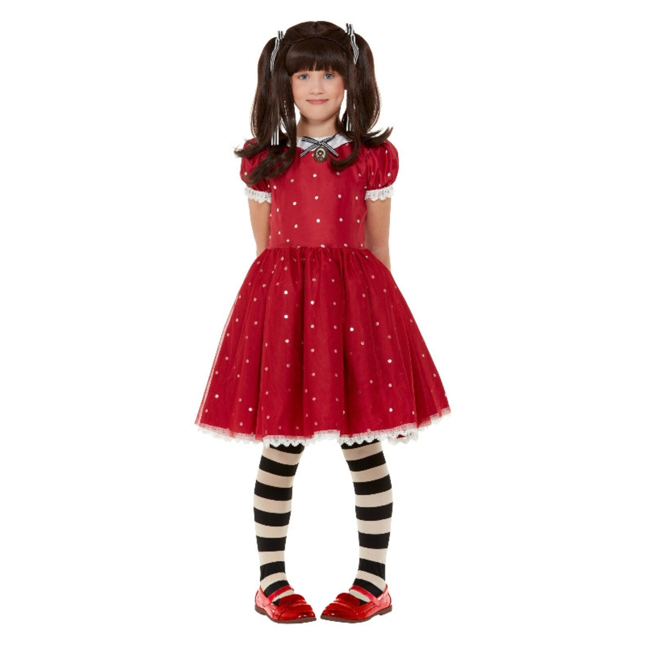 Op deze afbeelding zie je een Kostuums, van het merk Smiffy's. Santoro Pop Ruby Rood Meisje Kostuum