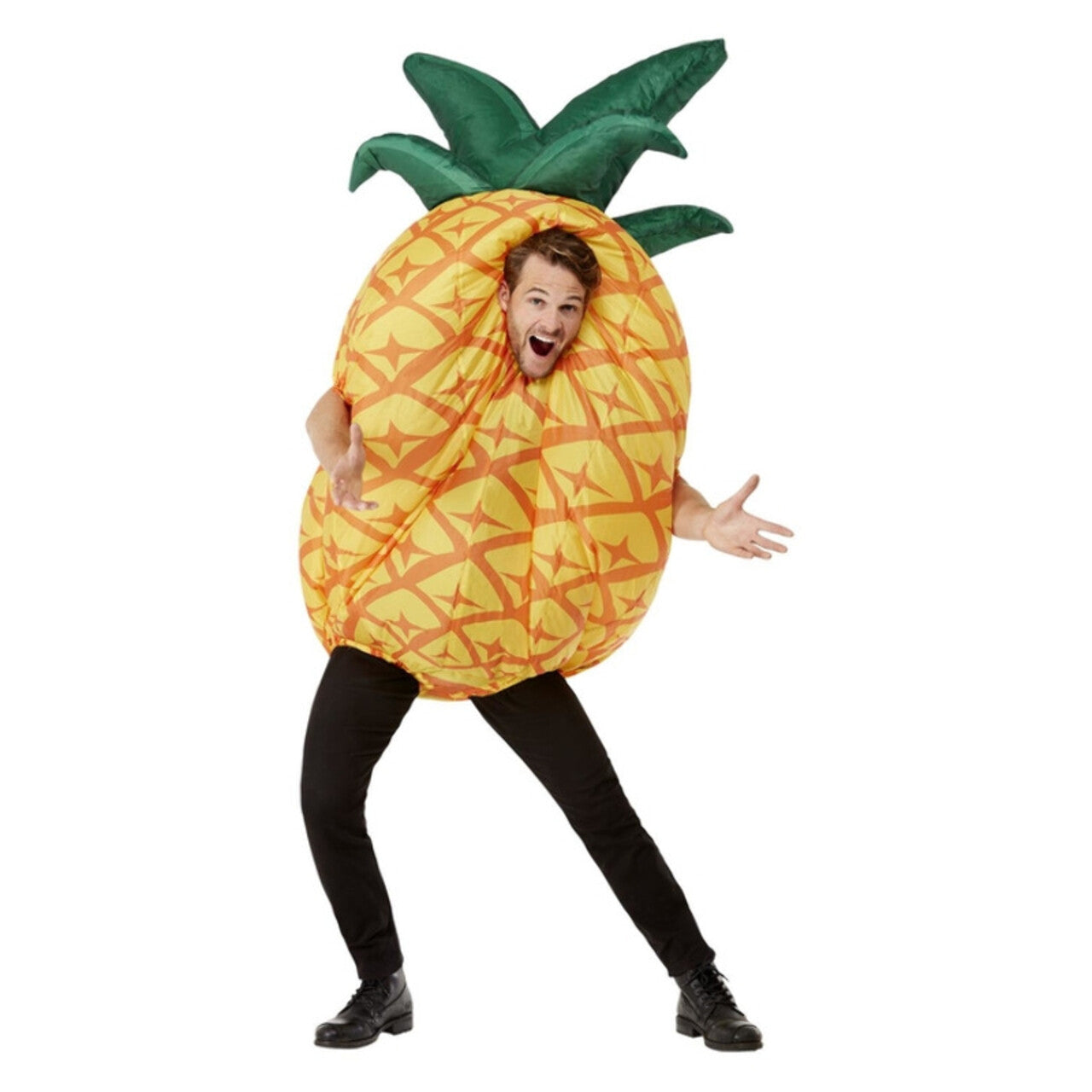 Op deze afbeelding zie je een Kostuums, van het merk Smiffy's. Opblaasbaar Ananas Kostuum Man