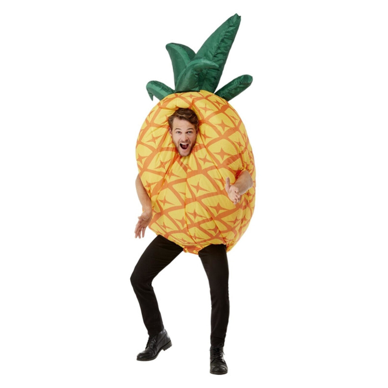 Op deze afbeelding zie je een Kostuums, van het merk Smiffy's. Opblaasbaar Ananas Kostuum Man