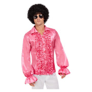 Op deze afbeelding zie je een Kostuums, van het merk Smiffy's. Roze 60s Rouches Hemd Man