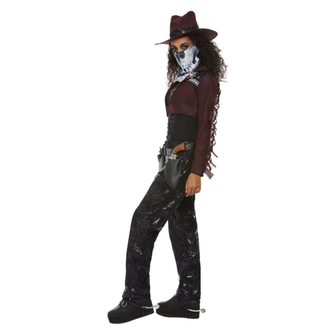 Op deze afbeelding zie je een Kostuums, van het merk Smiffy's. Luxe Cowboy Dame Met Schedelmasker Vrouw Kostuum
