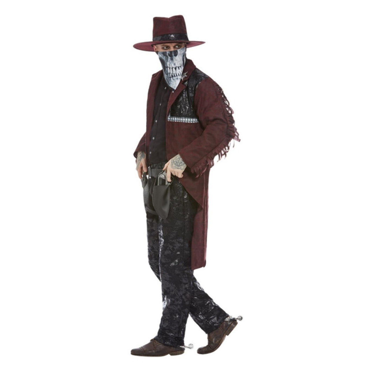 Op deze afbeelding zie je een Kostuums, van het merk Smiffy's. Luxe Cowboy Met Schedelmasker Man Kostuum